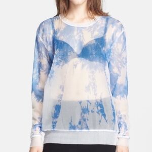 Alexander Wang Blue & White Sheer Tie-Dye Sweater Size M